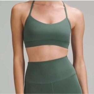 Lululemon Flow Y Bra Nulu Bra Forest Green Size 6 Light Support